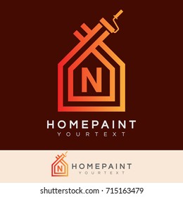 home paint initial Letter N Logo design