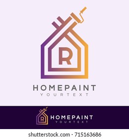 home paint initial Letter R Logo design