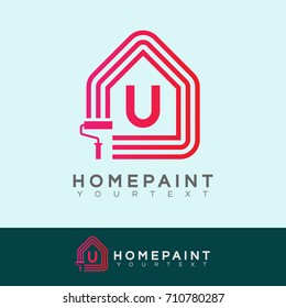 home paint initial Letter U Logo design