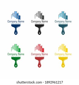 Home paint logo Colorful Design vector . House paint logo design . Home Real Estate painting service Logo vector icon . construction and coloring renovation logo.