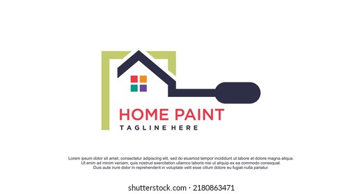 Diseño de logotipo de pintura casera con diseño creativo vector premium