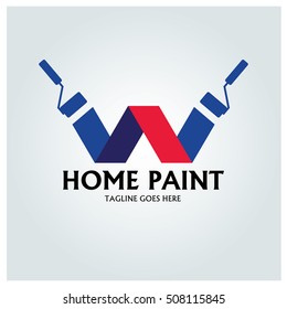 Designvorlage für das Home-Paint-Logo, Logo-Design-Konzept für das Brush-Logo, Vektorgrafik