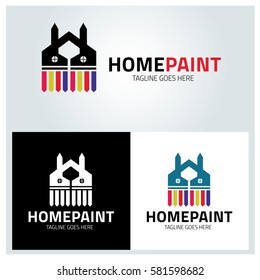 Home paint logo design template. brush logo design concept. Vector illustration