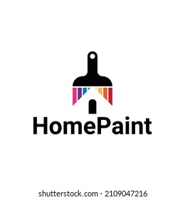 logotipo de pintura casera. combinación única de diseño de logotipo de casa y pintura.