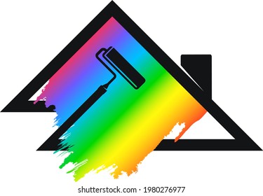 Home paint roller symbol for painter