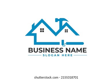 Home Paintbrush Hammer Repair Service Logo Stock Vector (Royalty Free ...