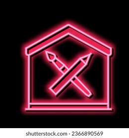 home painting education neon light sign vector. home painting education sign. isolated symbol illustration
