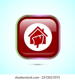 Home painting icon design illustration. House painting sign symbol for apps and websites. Red color square button design