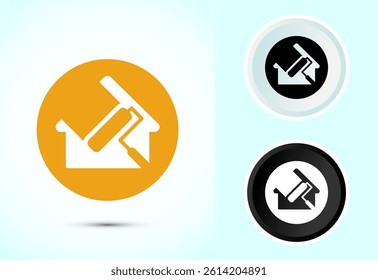 Home painting icon design illustration. House painting sign symbol in color, black and white