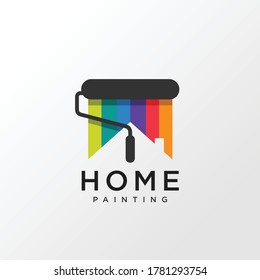 Home painting logo design concept with rainbow color, Premium Vector