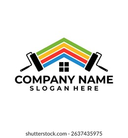 Home painting service logo design vector illustration template. Simple design sticker letter black and red