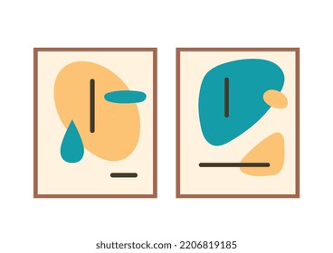 Home painting set. Creativity and art, collection of abstract images for apartments, rooms and houses. Decor element, interior and furniture. Poster or banner. Cartoon flat vector illustration