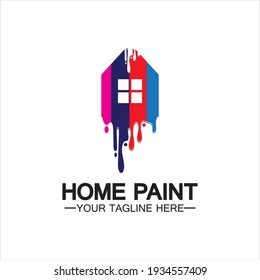 Home Painting Vector Logo Design.Home House Painting Service Coloring Logo Design Template.House painting service, decor and repair multi color icon Vector logo.