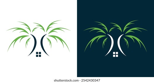 Startseite und palmenresort logo, Vektorgrafik