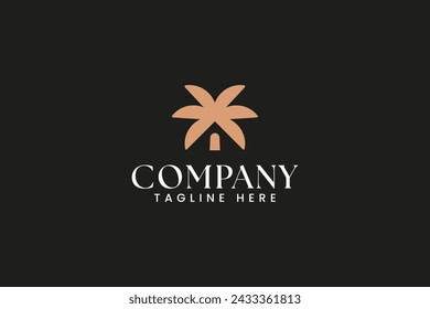 diseño del logotipo de la palmera para la identidad de la marca de los negocios inmobiliarios y residentes