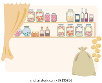 Home pantry for food. Vector illustration.