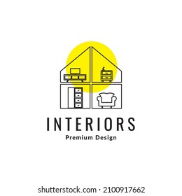 home part room with furniture minimalist logo design vector graphic symbol icon sign illustration creative idea