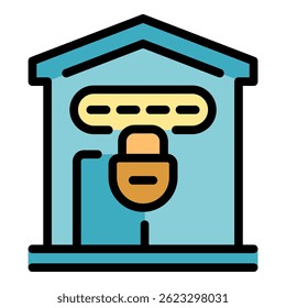 Home password icon. Outline home password vector icon color flat isolated