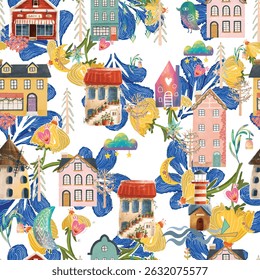 Home pattern design vector, floral design seamless pattern design for textile, fashion, scarf, texture and fabric. 