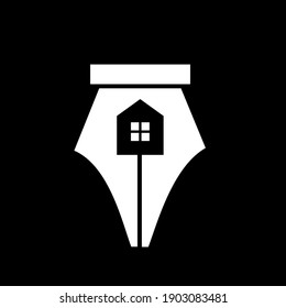 home pen concept Creative architect logo icon design vector template illustration