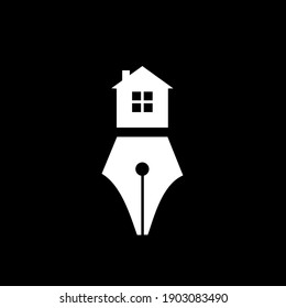 home pen concept Creative architect logo icon design vector template illustration