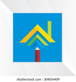 home with pencil concept vector illustration