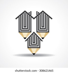 home with pencil education concept
