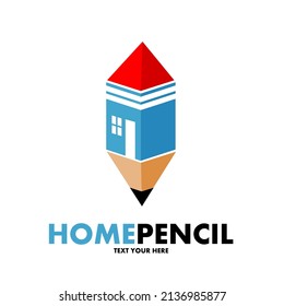 Home pencil vector logo template. This design use blue and pink color. Suitable for education.