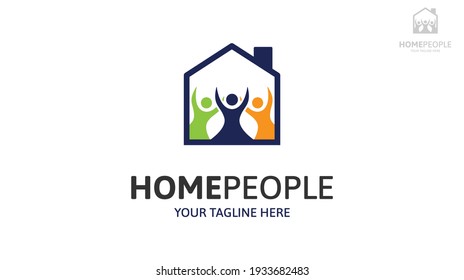 Home People Logo Design. Vektorgrafik