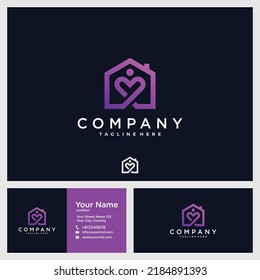 home people logo in minimalist style with business card template