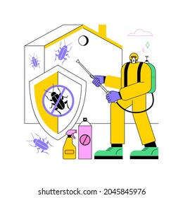 Home pest insects control abstract concept vector illustration. Pest insects control, vermin exterminator service, insect thrips equipment, DIY solution, home garden protection abstract metaphor.