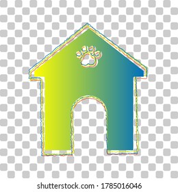 Home pet care sign. Blue to green gradient Icon with Four Roughen Contours on stylish transparent Background. Illustration.