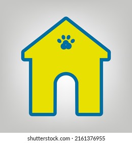 Home pet care sign. Icon in colors of Ukraine flag (yellow, blue) at gray Background. Illustration.