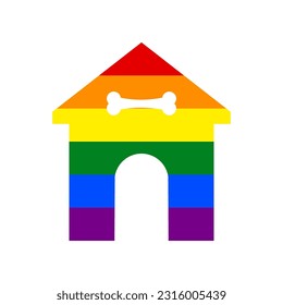 Home pet care sign. Rainbow gay LGBT rights colored Icon at white Background. Illustration.