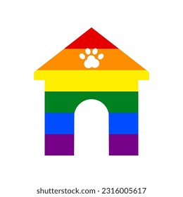 Home pet care sign. Rainbow gay LGBT rights colored Icon at white Background. Illustration.
