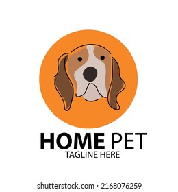 home pet dog head orange vector illustration