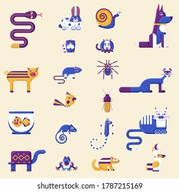 Home pets  flyer, magazines, poster, book cover, banners. invitation cards concept background. Layout illustration modern slider page.  Grain texture and noise effect.