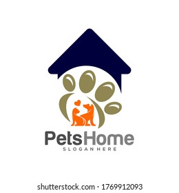Home pets Logo dog cat design vector template. Animals Veterinary clinic Logotype concept outline icon.