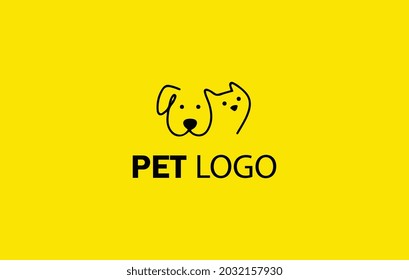 Home pets Logo dog cat design vector template Linear style. Animals Veterinary clinic Logotype concept outline icon.