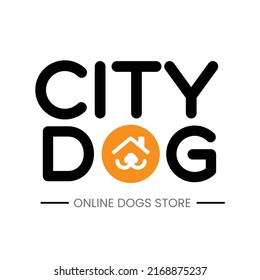 Home Pets Logo Dog Cat Design Vector Template Minimal Style. Animals Veterinary Clinic Logotype Concept Outline Icon.