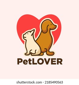Home pets Logo dog cat design vector template. Animals Veterinary clinic Logotype concept icon