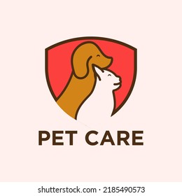 Home pets Logo dog cat design vector template. Animals Veterinary clinic Logotype concept icon