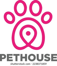 Home pets Logo dog cat design vector template Linear style. Animals Veterinary clinic Logotype concept outline icon. U Logo Design Template Vector Graphic Branding Element.