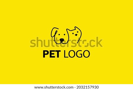 Home pets Logo dog cat design vector template Linear style. Animals Veterinary clinic Logotype concept outline icon.