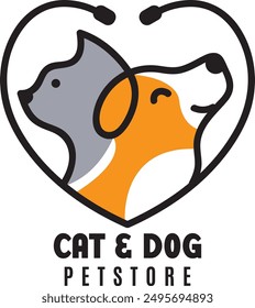 Home pets logo icon petshop logo of cat and dog with heart