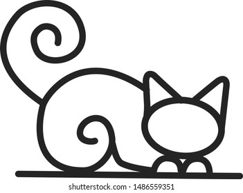 Home pets, minimalist monoline lineart outline cat icon logo template vector illustration, Modern kitten label for Veterinary clinic Logotype concept. petfood