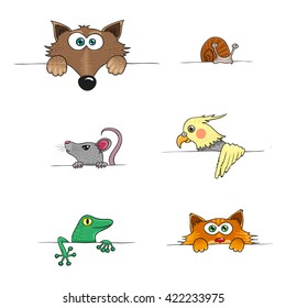 Home pets set - isolated vector illustrations of domestic animals