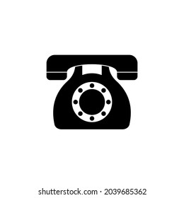 Home Phone Icon In Classic Style. Retro Flat Icon With Black Home Phone Icon On White Background.