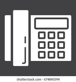 Home Phone solid icon, household and appliance, vector graphics, a glyph pattern on a black background, eps 10.