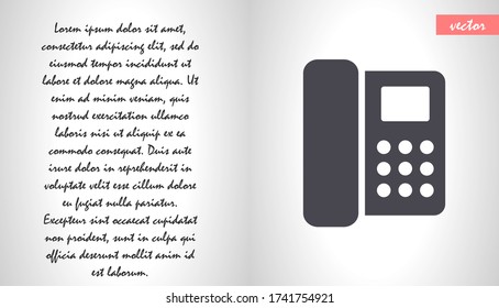 Icono vector del teléfono residencial, lorem ipsum Diseño plano